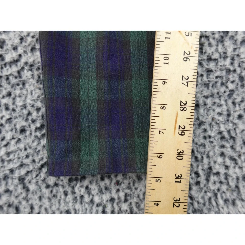 Zerres High Waisted Black Watch Plaid Slim Leg‎ Trousers Green Navy Blue Size 26